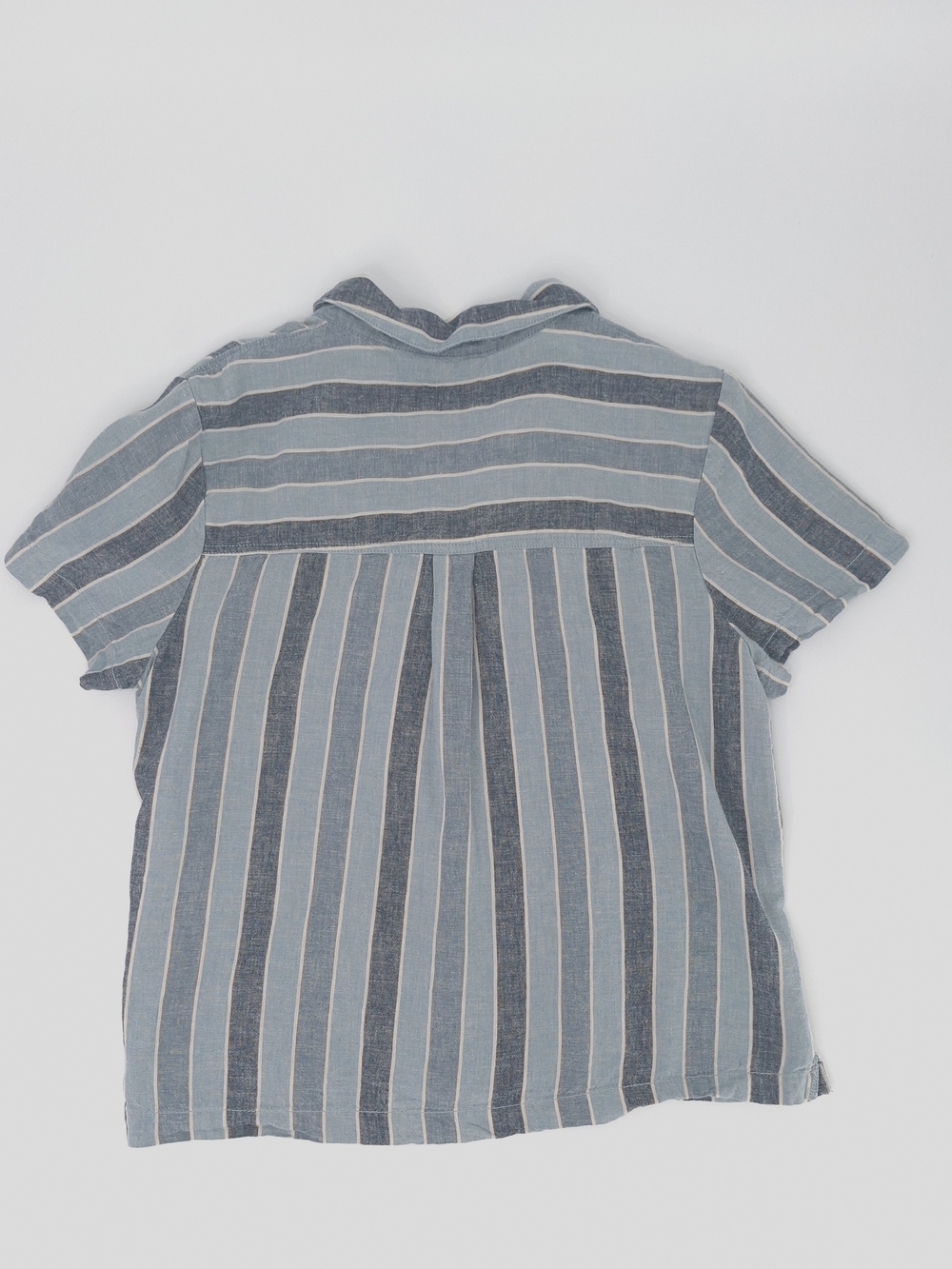 ✨Wonderly Blue & White Vertical Striped Camp Shirt Short Sleeve Button Down L✨ - Picture 11 of 13
